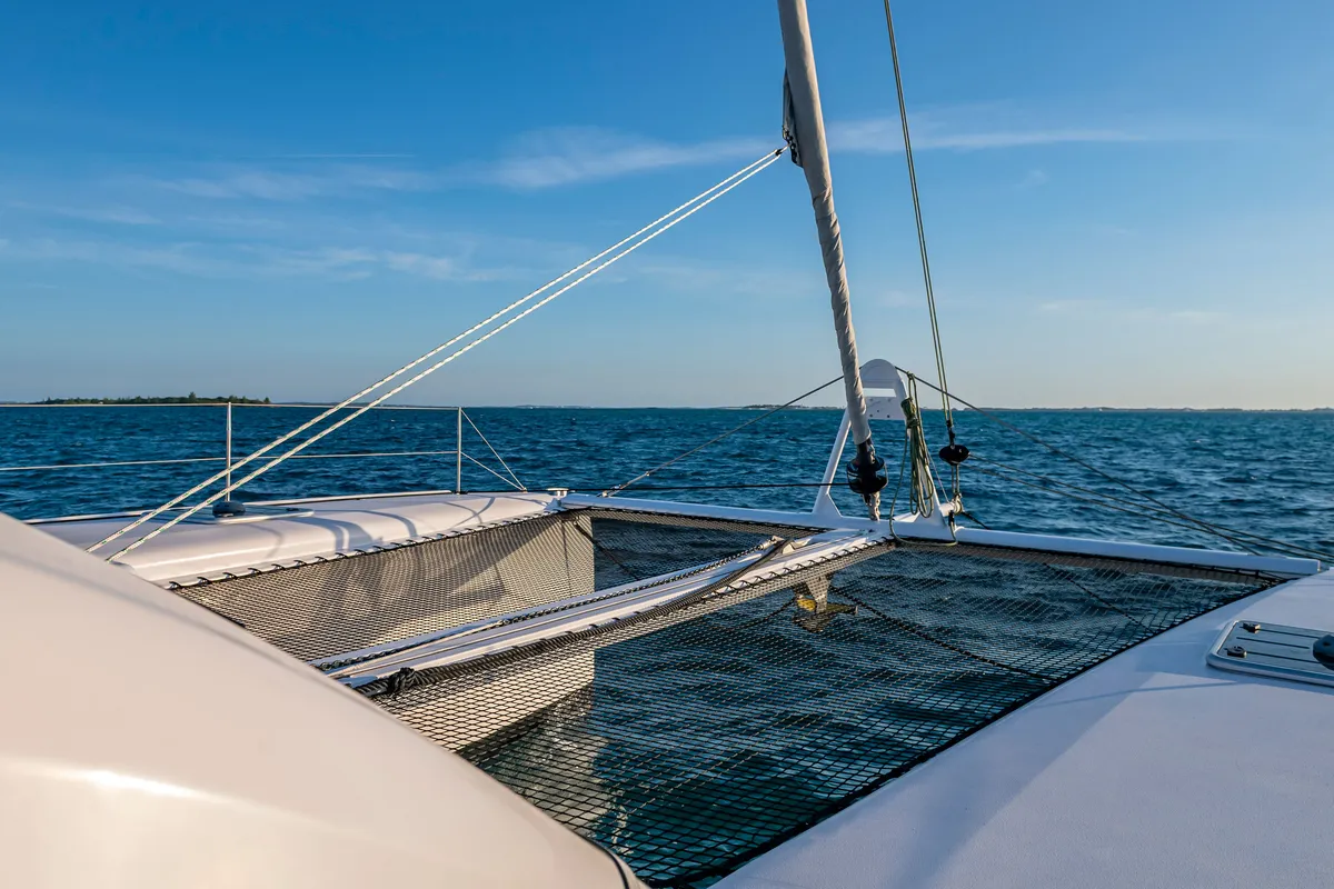 Falmari, a Outremer 45('01) catamaran at Central Abaco, Bahamas