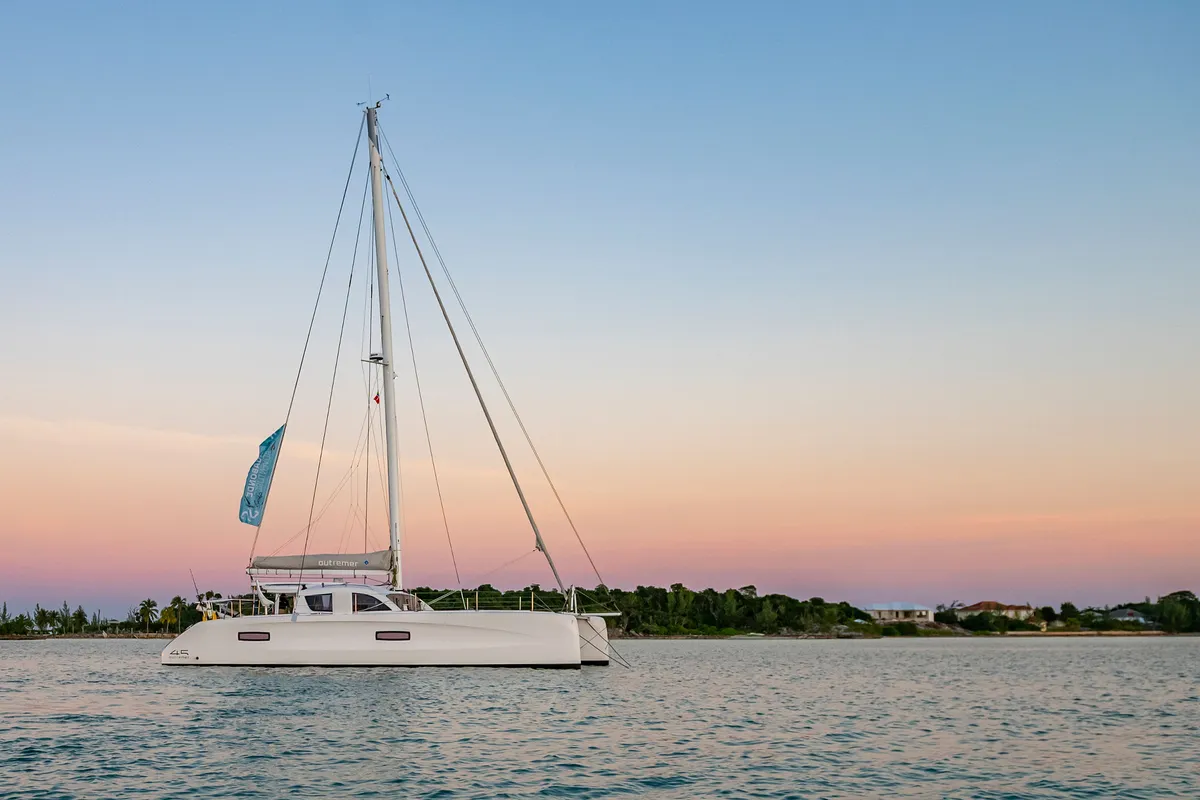 Falmari, a Outremer 45('01) catamaran at Central Abaco, Bahamas