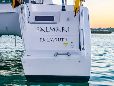 Falmari, a Outremer 45('01) catamaran at Central Abaco, Bahamas
