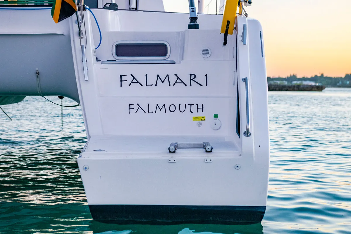 Falmari, a Outremer 45('01) catamaran at Central Abaco, Bahamas
