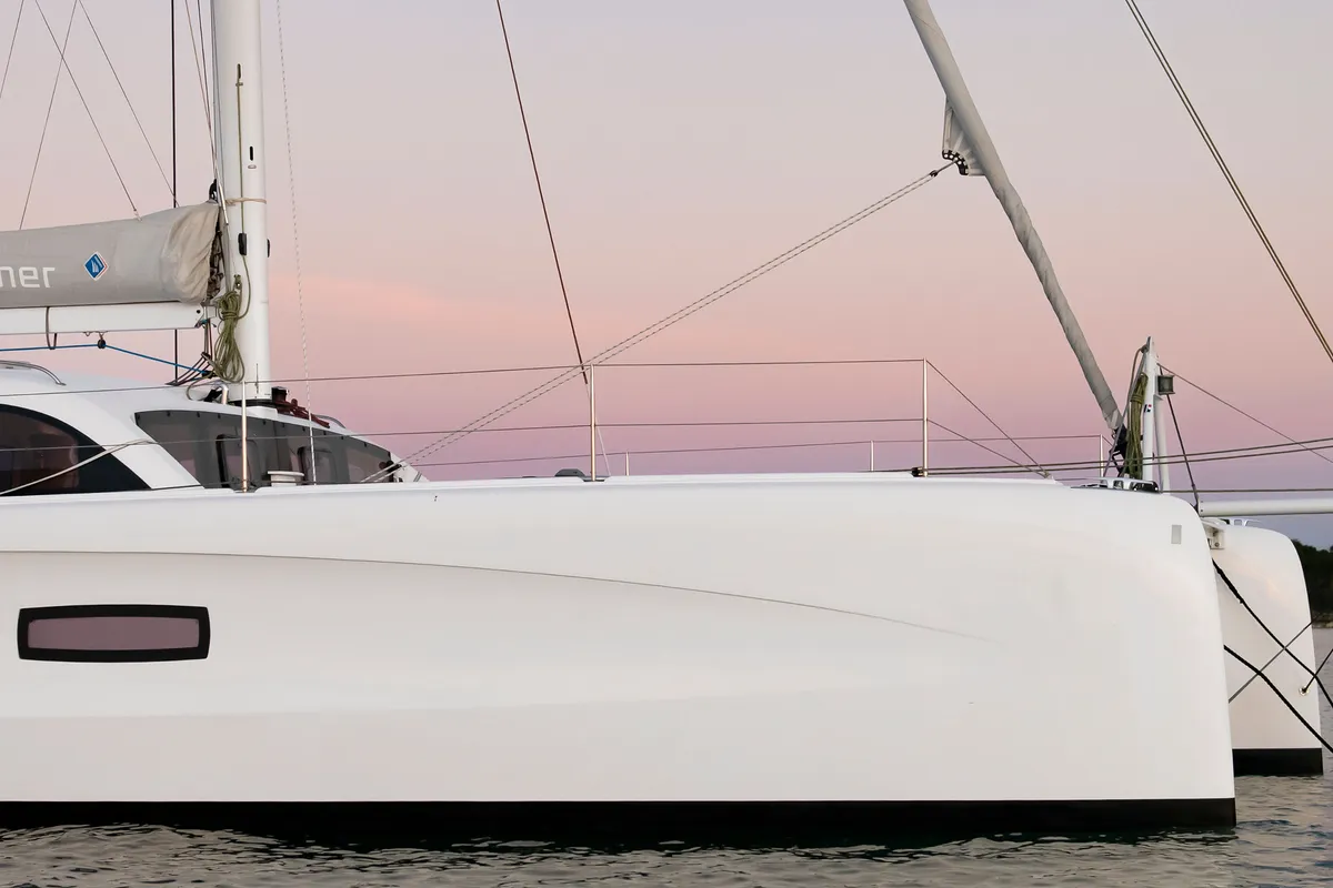 Falmari, a Outremer 45('01) catamaran at Central Abaco, Bahamas