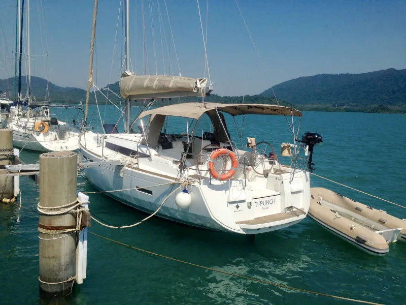 Exterior view of T-Punch, a Jeanneau Sun Odyssey 409 sailboat at Baan Salak Phet, Thailand