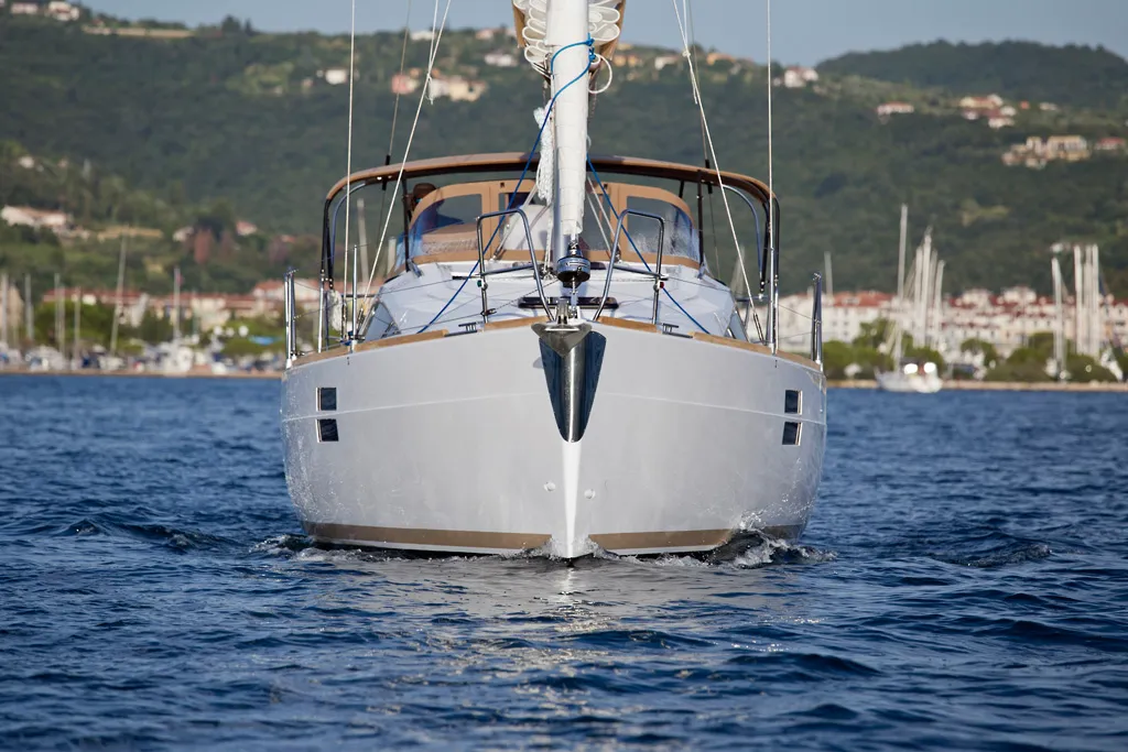 Exterior view of Tesa, a Elan Impression 35 sailboat at Grad Kaštela, Croatia