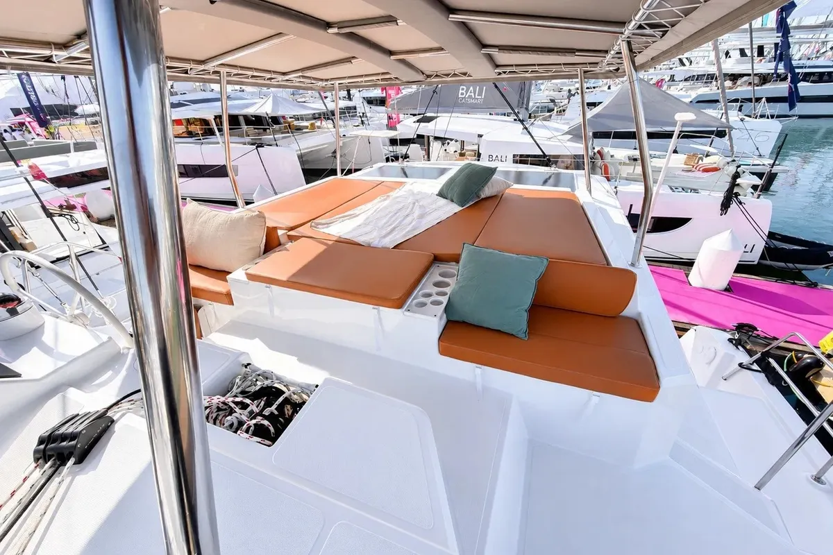 Deck of Bali Catspace, a catamaran at Lefkada, Greece