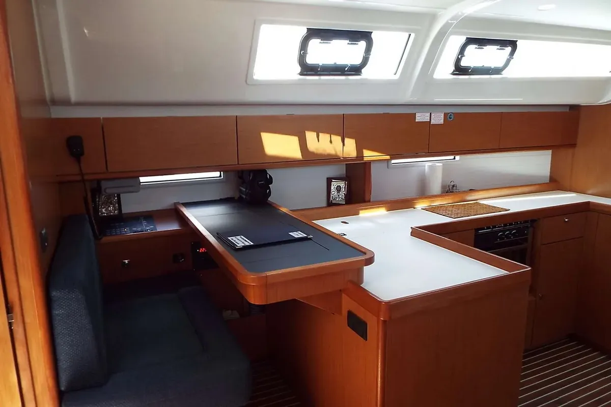 Galley of Windseeker S, a Bavaria 51 Cruiser sailboat at Salamina, Greece