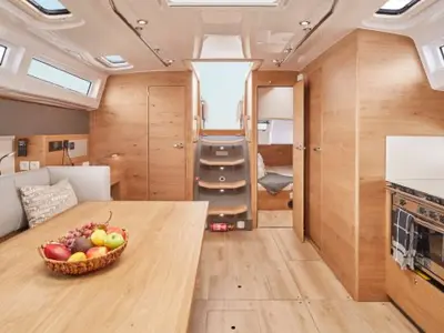 Salon of Skyline, a Elan Impression 43 sailboat at Slano, Croatia