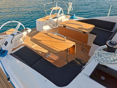 Cockpit of Skyline, a Elan Impression 43 sailboat at Slano, Croatia