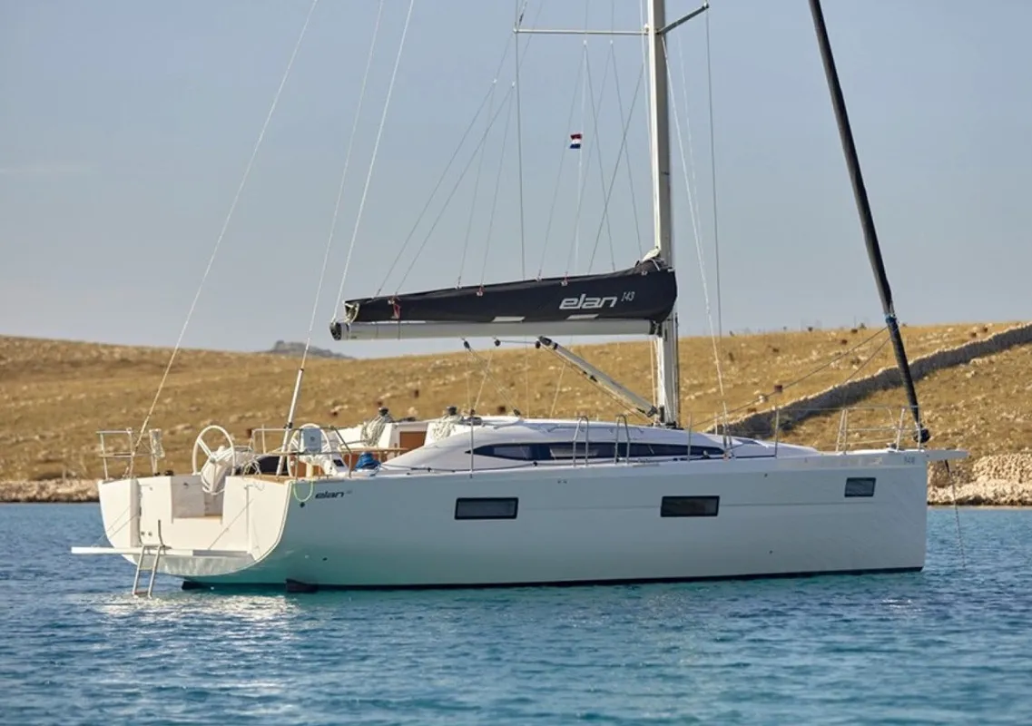 Exterior view of Skyline, a Elan Impression 43 sailboat at Slano, Croatia