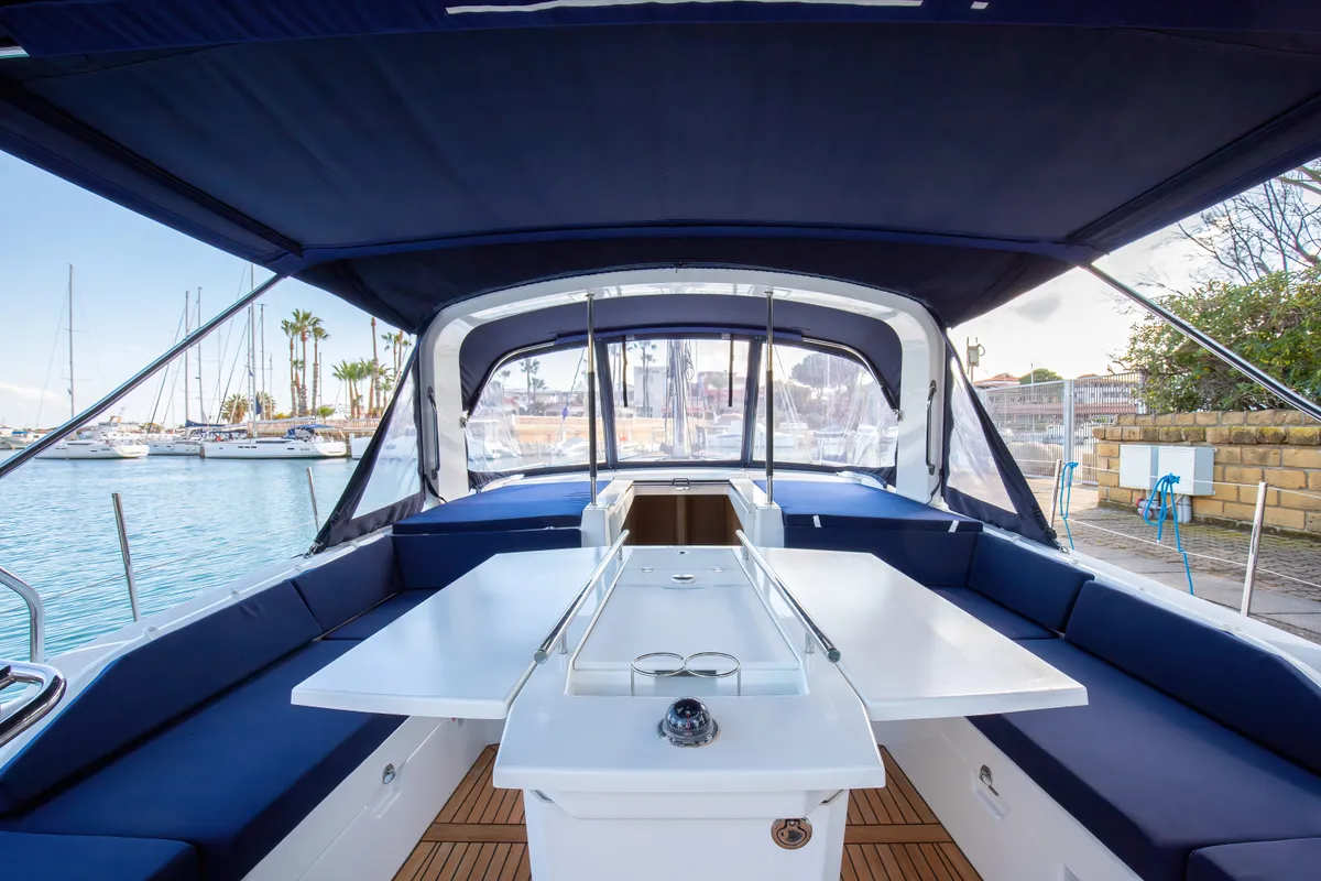 Deck of Filìa, a Beneteau Oceanis 46.1 sailboat at Capo d'Orlando, Italy