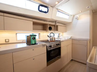 Galley of Filìa, a Beneteau Oceanis 46.1 sailboat at Capo d'Orlando, Italy