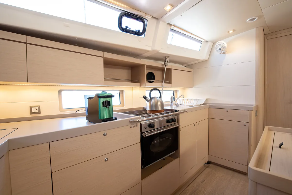 Galley of Filìa, a Beneteau Oceanis 46.1 sailboat at Capo d'Orlando, Italy
