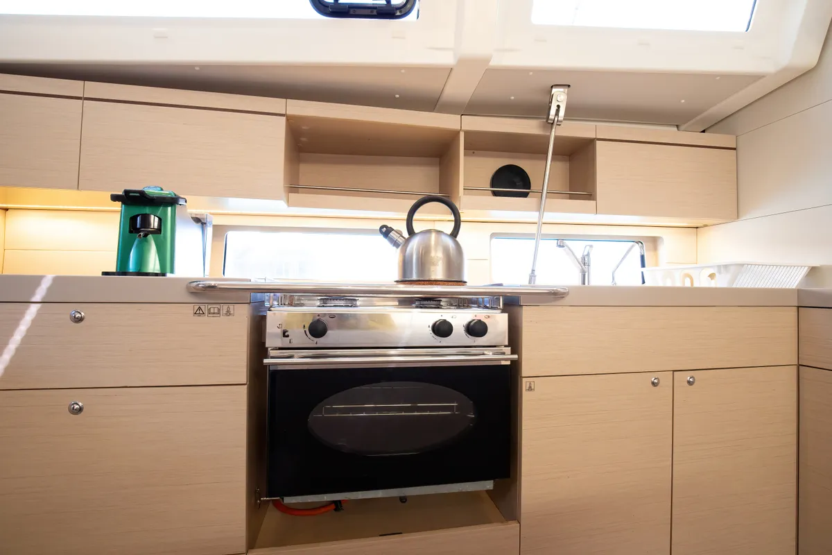 Galley of Filìa, a Beneteau Oceanis 46.1 sailboat at Capo d'Orlando, Italy