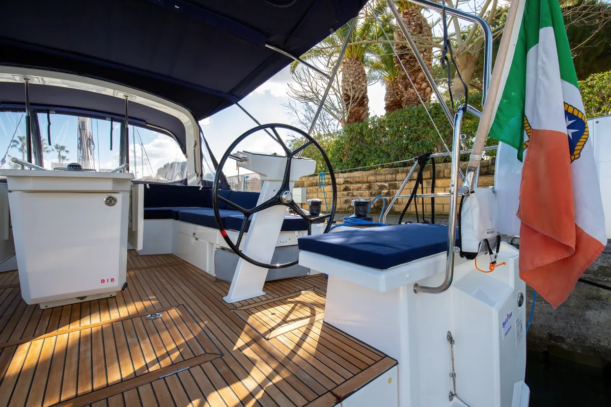 Deck of Filìa, a Beneteau Oceanis 46.1 sailboat at Capo d'Orlando, Italy