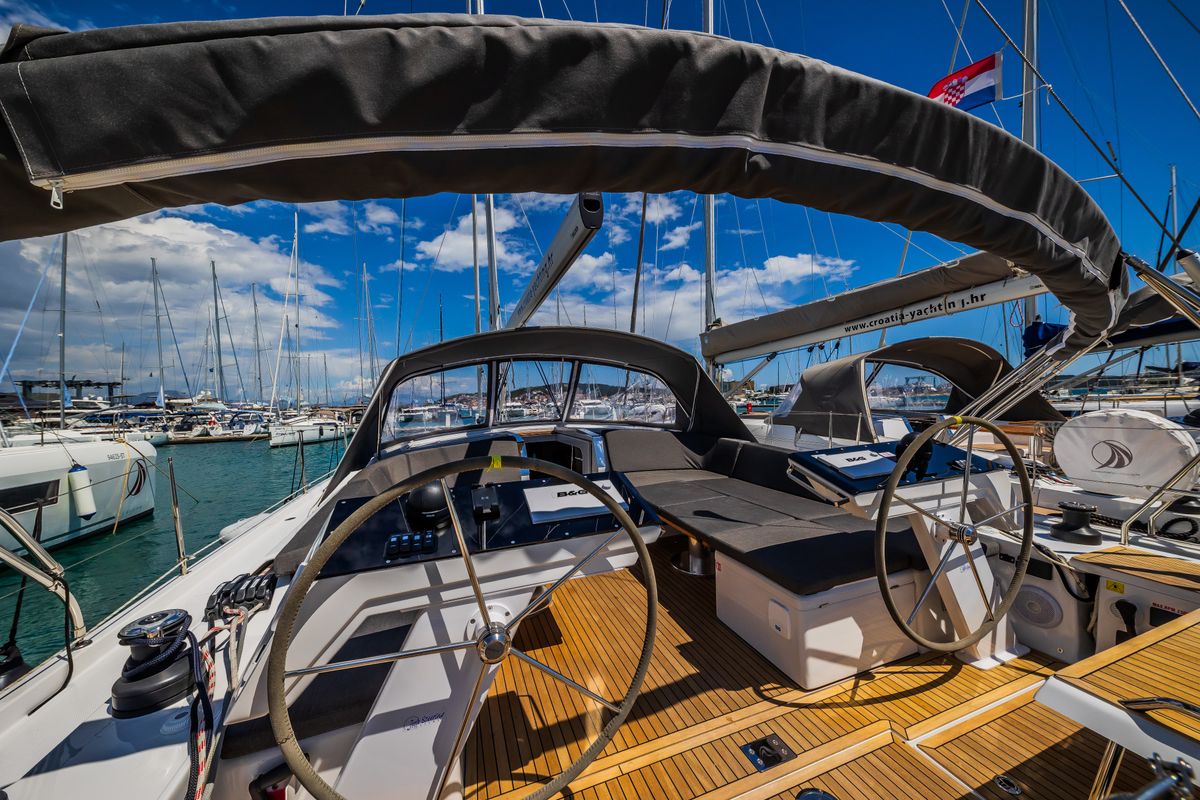 Cockpit of Ilonka - OW, a Hanse 460 sailboat at Seget Donji, Croatia