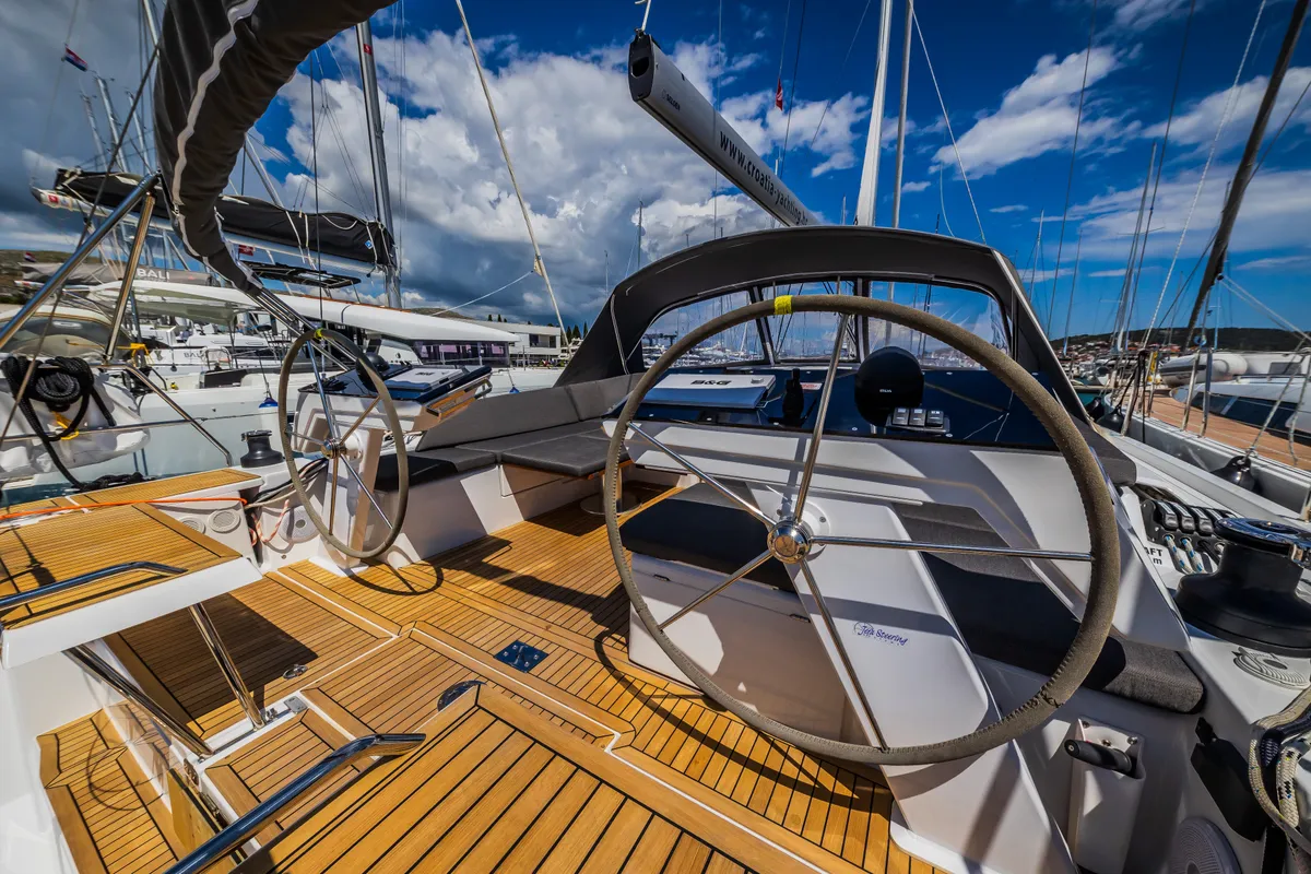 Cockpit of Ilonka - OW, a Hanse 460 sailboat at Seget Donji, Croatia