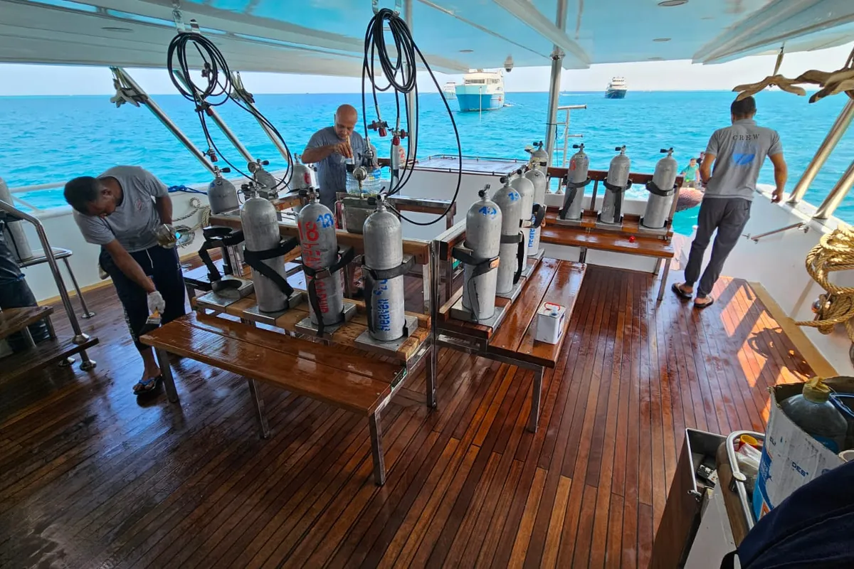 Deck of Heaven Saphir, a Gulet Luxury Motor Yacht motor yacht at Hurghada, Egypt