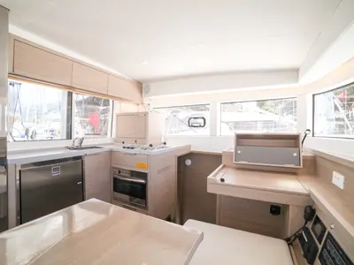 Galley of Sail Sagitta, a Lagoon 40 catamaran at Fethiye, Turkey