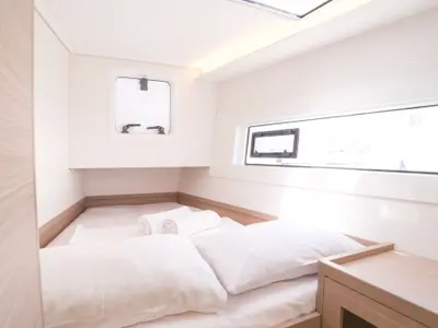 Cabin on Sail Sagitta, a Lagoon 40 catamaran at Fethiye, Turkey
