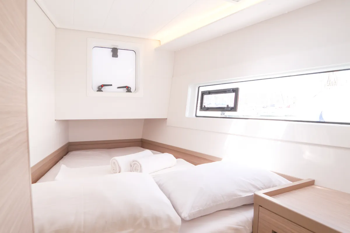 Cabin on Sail Sagitta, a Lagoon 40 catamaran at Fethiye, Turkey