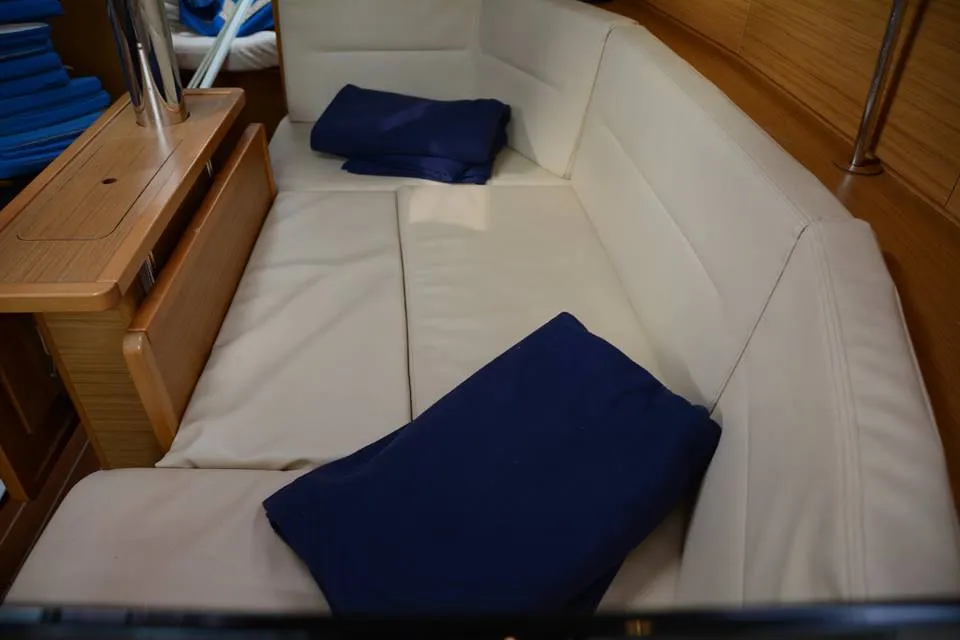Salon of Babis 2010, a Jeanneau Sun Odyssey 36i sailboat at Municipal Unit of Lefkada, Greece
