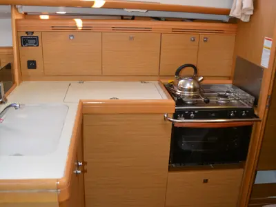 Galley of Babis 2010, a Jeanneau Sun Odyssey 36i sailboat at Municipal Unit of Lefkada, Greece