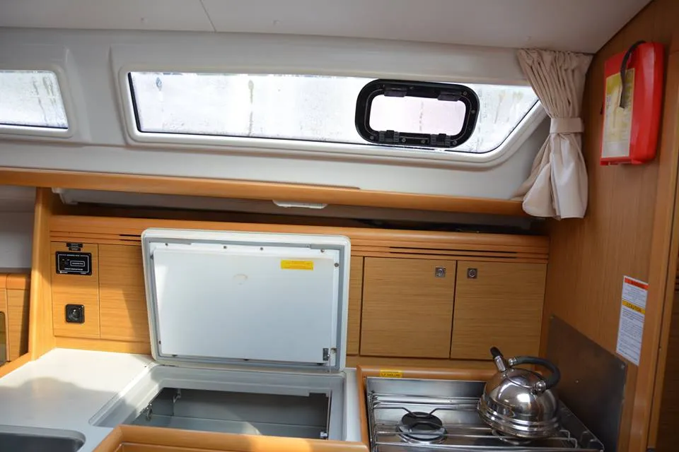 Galley of Babis 2010, a Jeanneau Sun Odyssey 36i sailboat at Municipal Unit of Lefkada, Greece