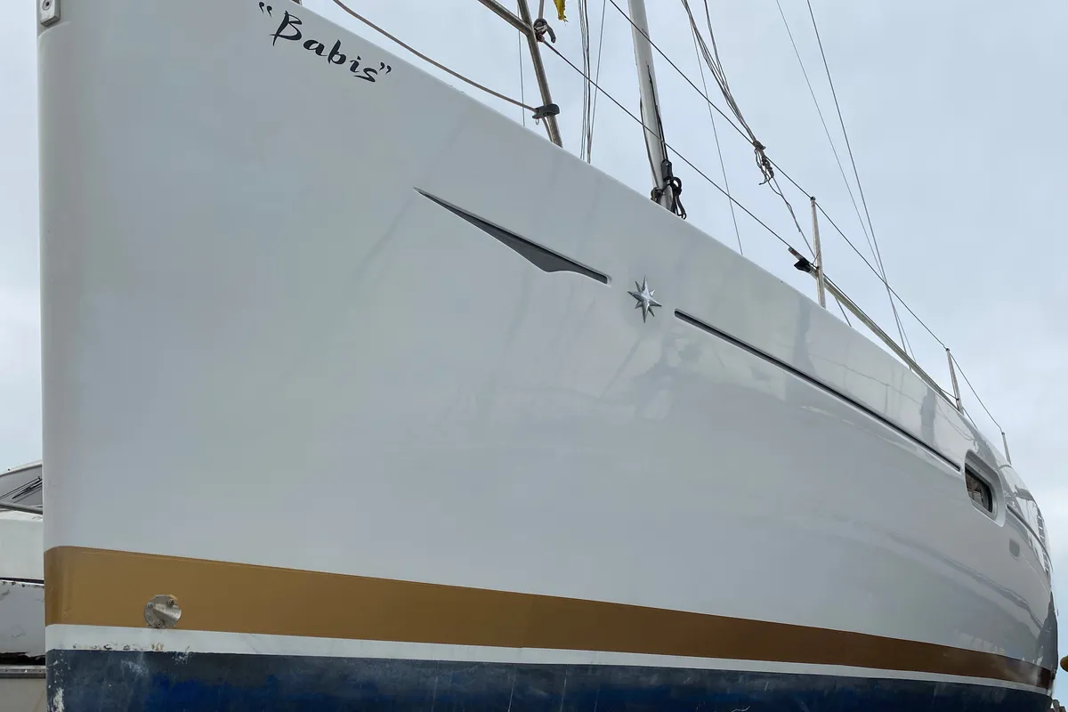 Exterior view of Babis 2010, a Jeanneau Sun Odyssey 36i sailboat at Municipal Unit of Lefkada, Greece