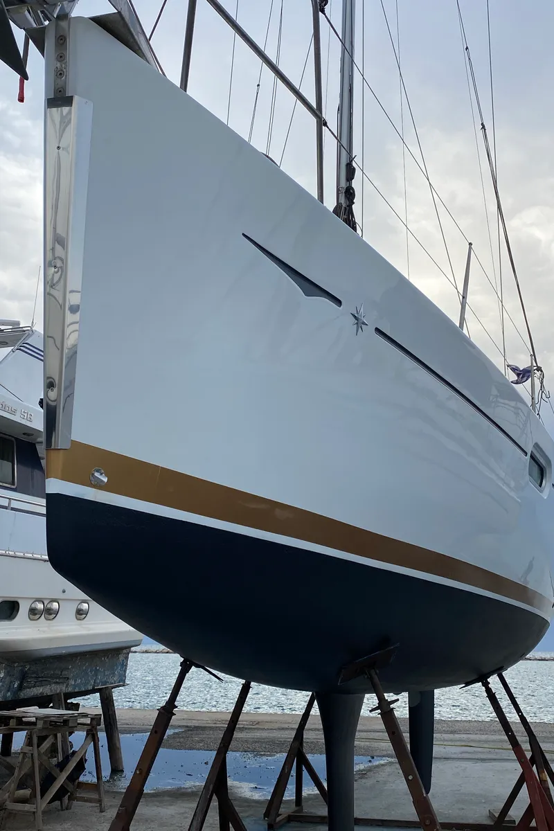Exterior view of Babis 2010, a Jeanneau Sun Odyssey 36i sailboat at Municipal Unit of Lefkada, Greece