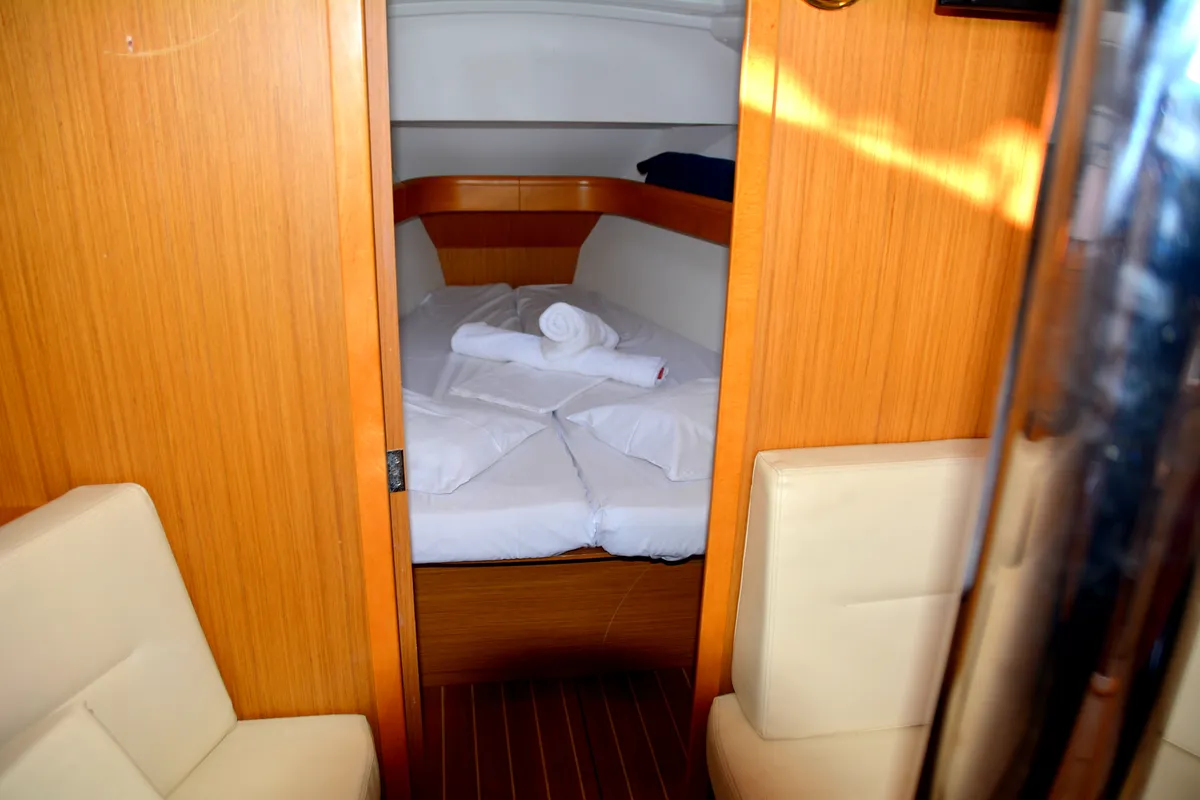 Cabin on Babis 2010, a Jeanneau Sun Odyssey 36i sailboat at Municipal Unit of Lefkada, Greece