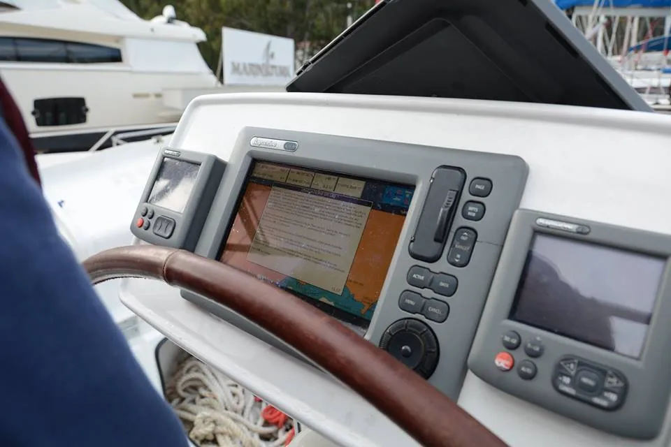 Cockpit of Babis 2010, a Jeanneau Sun Odyssey 36i sailboat at Municipal Unit of Lefkada, Greece