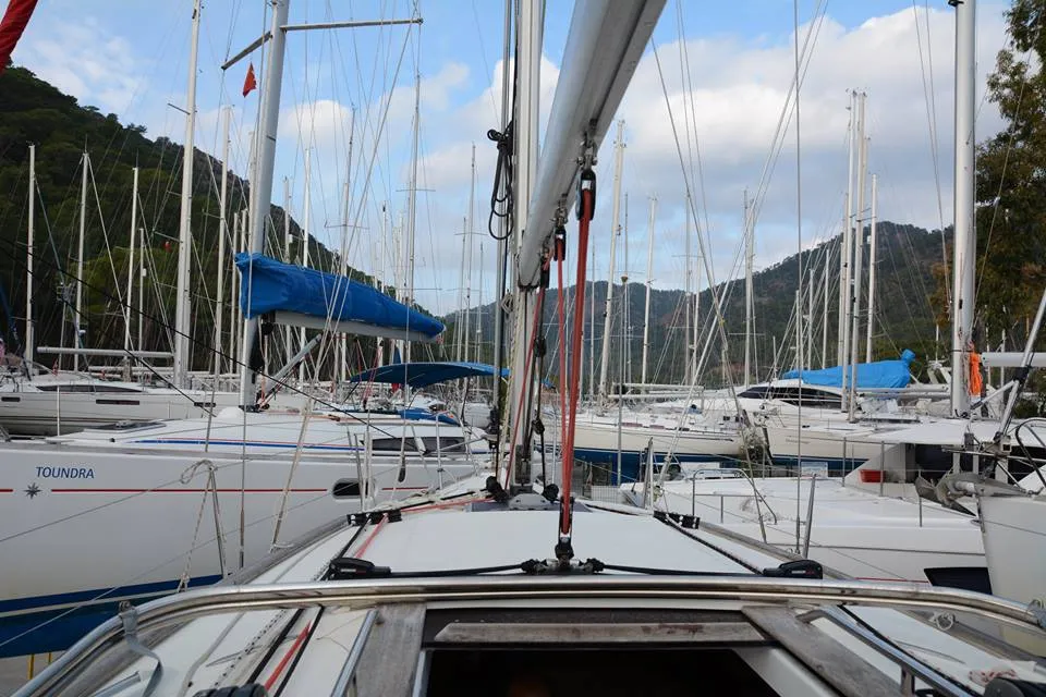 Exterior view of Babis 2010, a Jeanneau Sun Odyssey 36i sailboat at Municipal Unit of Lefkada, Greece