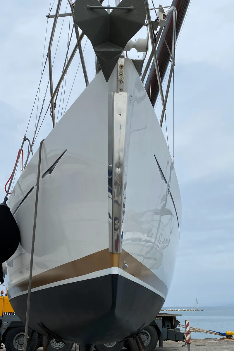 Exterior view of Babis 2010, a Jeanneau Sun Odyssey 36i sailboat at Municipal Unit of Lefkada, Greece