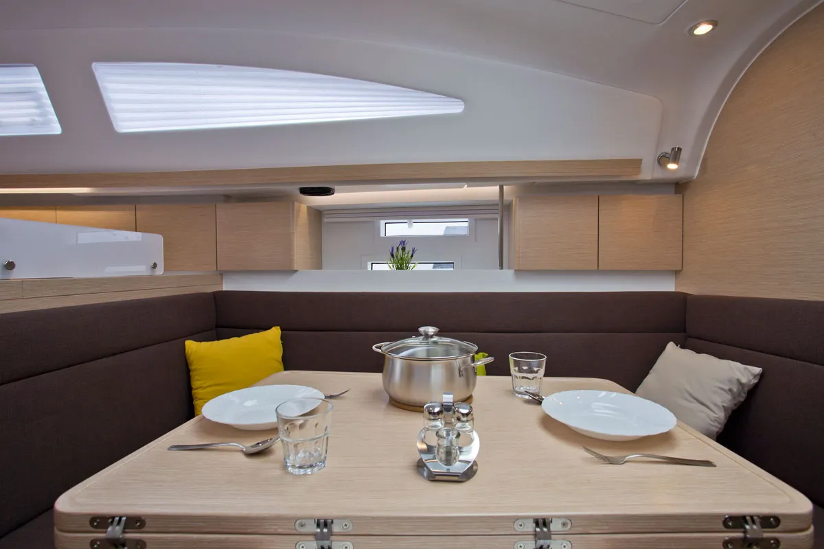 Salon of Silente, a Elan Impression 40 sailboat at Grad Labin, Croatia