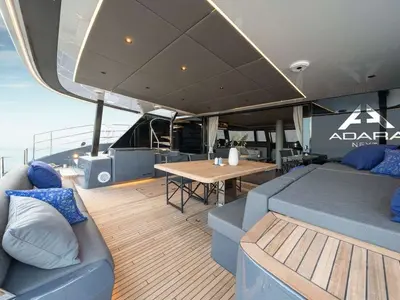 Deck of Adara Next, a Sunreef 60 catamaran at Athens, Greece