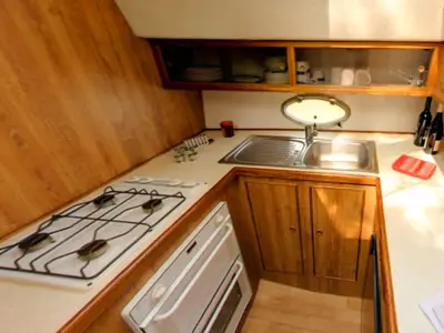 Galley of Countess - Budget 10, a Cygnet Countess motorboat at Decize, France