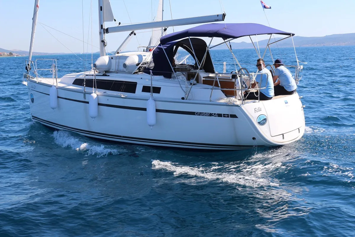 Exterior view of Bella, a Bavaria Cruiser 34 sailboat at Općina Sukošan, Croatia