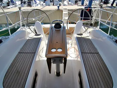 Cockpit of Bella, a Bavaria Cruiser 34 sailboat at Općina Sukošan, Croatia