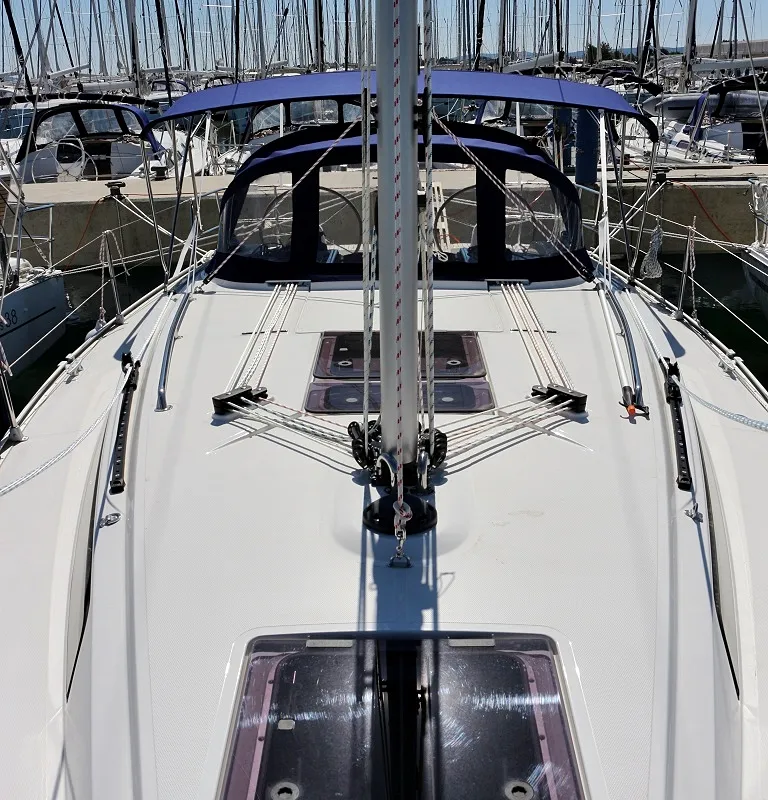 Deck of Bella, a Bavaria Cruiser 34 sailboat at Općina Sukošan, Croatia