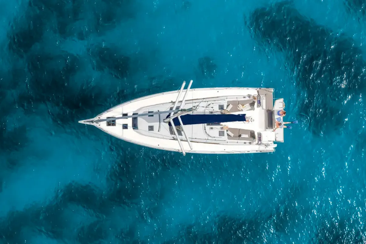 Exterior view of Dufour 41, a sailboat at Road Town, British Virgin Islands
