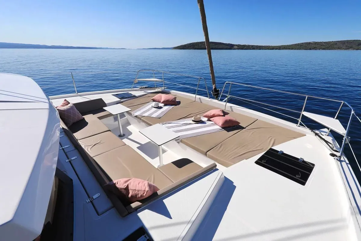 Deck of Liberty, a Bali 4.5 catamaran at Palermo, Italy