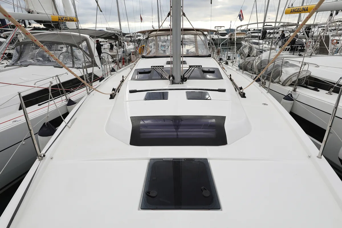 Exterior view of Thor, a Dufour 430 GL sailboat at Vodice, Croatia