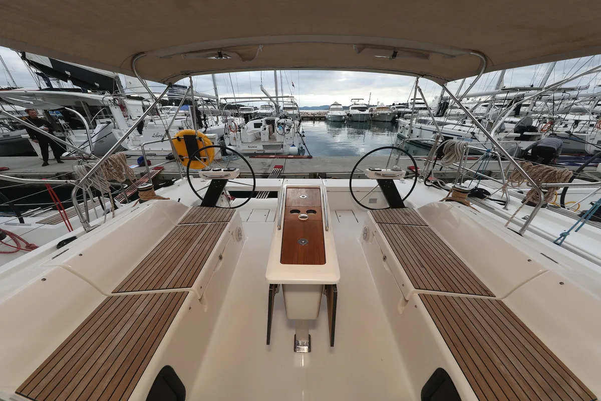Cockpit of Thor, a Dufour 430 GL sailboat at Vodice, Croatia