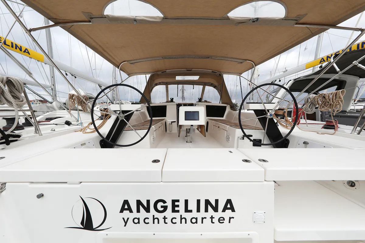 Cockpit of Thor, a Dufour 430 GL sailboat at Vodice, Croatia
