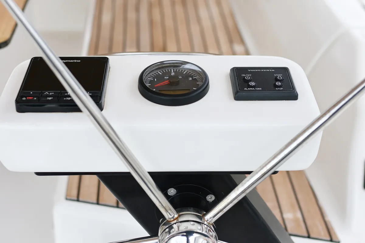 Cockpit of Thor, a Dufour 430 GL sailboat at Vodice, Croatia