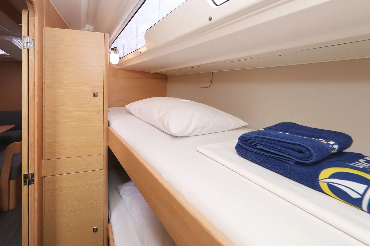 Cabin on Thor, a Dufour 430 GL sailboat at Vodice, Croatia