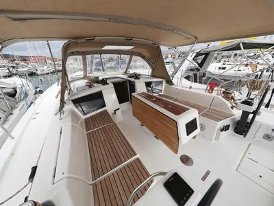 Deck of Thor, a Dufour 430 GL sailboat at Vodice, Croatia