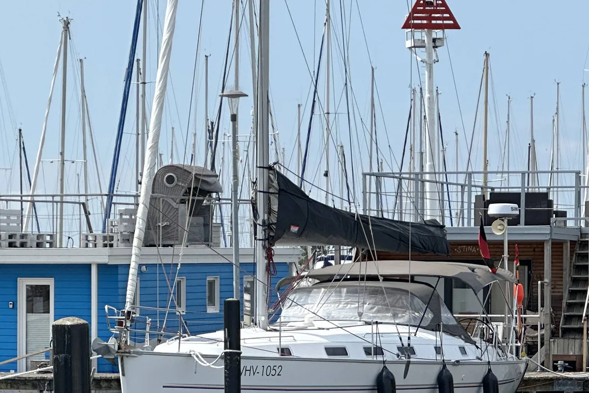 Exterior view of Fame, a Beneteau Cyclades 43.3 sailboat at Heiligenhafen, Germany