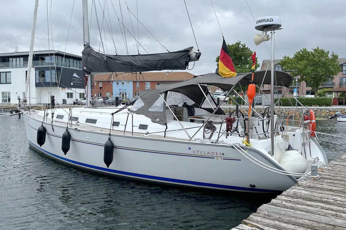 Exterior view of Fame, a Beneteau Cyclades 43.3 sailboat at Heiligenhafen, Germany