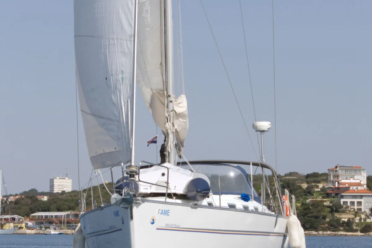 Exterior view of Fame, a Beneteau Cyclades 43.3 sailboat at Heiligenhafen, Germany