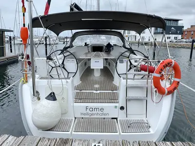 Cockpit of Fame, a Beneteau Cyclades 43.3 sailboat at Heiligenhafen, Germany